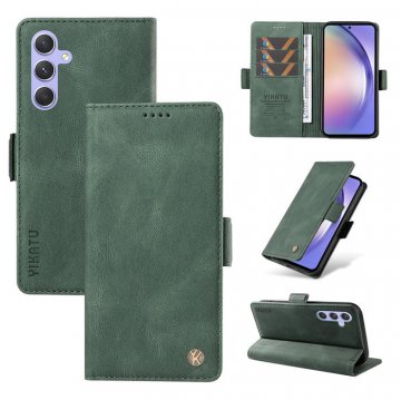 YIKATU Samsung Galaxy A54 5G Skin-touch Wallet Kickstand Case Green