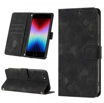 Skin-friendly iPhone 7/8/SE 2020/SE 2022 Wallet Stand Case with Wrist Strap Black