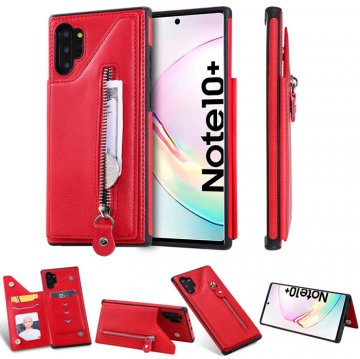 Samsung Galaxy Note 10 Plus Card Slots Magnetic Shockproof Cover Red