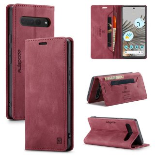 Autspace Google Pixel 7 Pro RFID Blocking Wallet Case Red