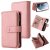 Samsung Galaxy S22 Ultra Wallet 15 Card Slots Case with Wrist Strap Pink