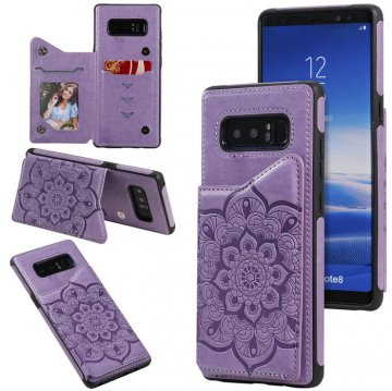 Samsung Galaxy Note 8 Embossed Wallet Magnetic Stand Case Purple