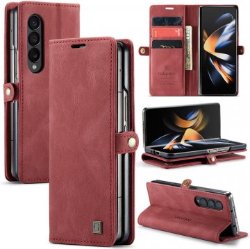 Autspace Samsung Galaxy Z Fold4 Wallet Kiskstand Case Red
