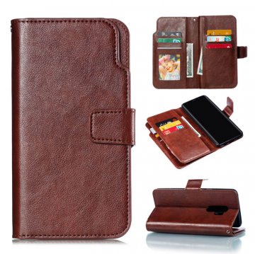 Samsung Galaxy S9 Plus Wallet Stand Leather Case Brown