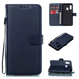 Samsung Galaxy A20e Wallet Kickstand Magnetic Leather Case Dark Blue