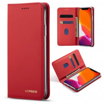 LC.IMEEKE iPhone 11 Wallet Magnetic Kickstand Case Red