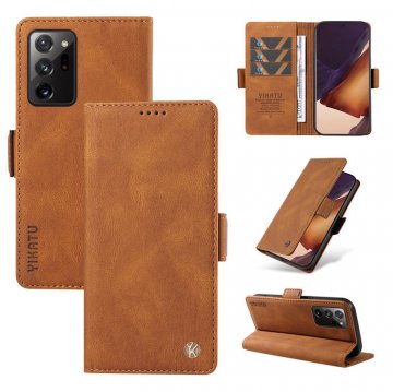 YIKATU Samsung Galaxy Note 20 Ultra Skin-touch Wallet Kickstand Case Brown