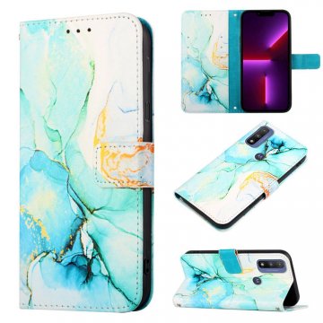 Marble Pattern Motorola G Pure Wallet Stand Case Green