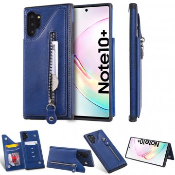 Samsung Galaxy Note 10 Plus Card Slots Magnetic Shockproof Cover Blue