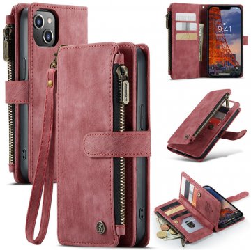 CaseMe iPhone 14 Plus Wallet Case with Wrist Strap Red