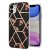 iPhone 11 Flower Pattern Marble Electroplating TPU Case Black