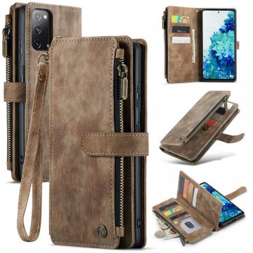 CaseMe Samsung Galaxy S20 FE Wallet Kickstand Retro Case Coffee