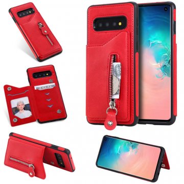 Samsung Galaxy S10 Wallet Magnetic Shockproof Cover Red