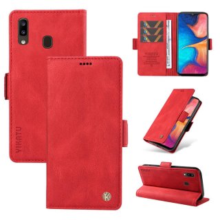 YIKATU Samsung Galaxy A20/A30 Skin-touch Wallet Kickstand Case Red