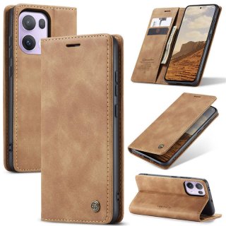 CaseMe OPPO Reno13 Pro Wallet Magnetic Suede Leather Case Brown