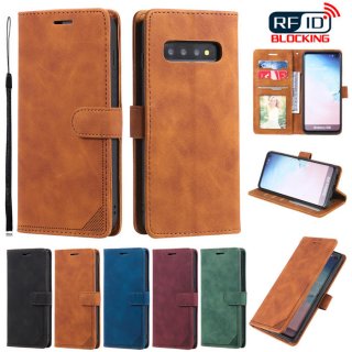 Samsung Galaxy S10 Wallet RFID Blocking Kickstand Case Brown