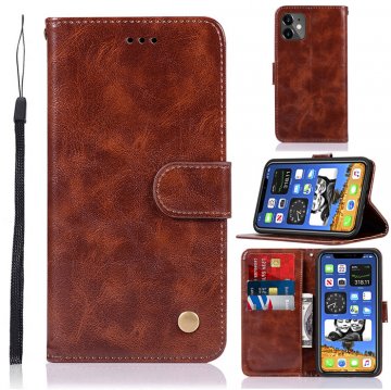 iPhone 12 Mini Premium Vintage Wallet Kickstand Case Coffee