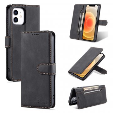 AZNS iPhone 12 Mini Vintage Wallet Magnetic Kickstand Case Black