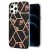 iPhone 12 Pro Flower Pattern Marble Electroplating TPU Case Black
