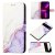 Marble Pattern Google Pixel 6 Pro Wallet Stand Case White Purple