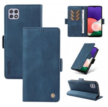 YIKATU Samsung Galaxy A22 5G Skin-touch Wallet Kickstand Case Blue