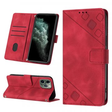 Skin-friendly iPhone 11 Pro Wallet Stand Case with Wrist Strap Red