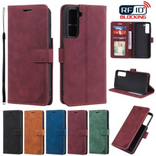 Samsung Galaxy S21 FE Wallet RFID Blocking Kickstand Case Red