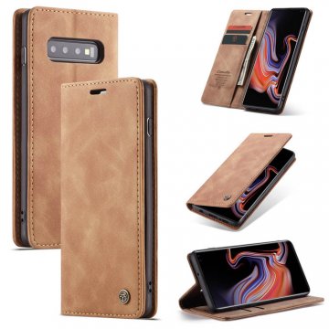 CaseMe Samsung Galaxy S10 Plus Wallet Kickstand Flip Case Brown