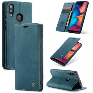 CaseMe Samsung Galaxy A30 Wallet Magnetic Flip Leather Case Blue