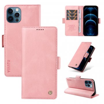 YIKATU iPhone 13 Pro Skin-touch Wallet Kickstand Case Pink