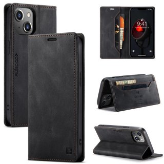 Autspace iPhone 14 Plus RFID Blocking Wallet Magnetic Case Black