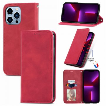 Wallet Stand Magnetic Flip Leather Case Red For iPhone