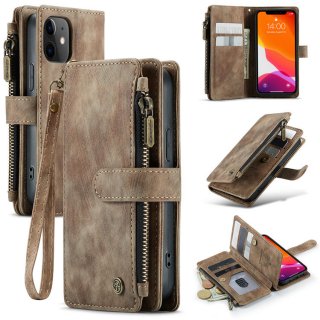 CaseMe iPhone 12 Mini Wallet Kickstand Retro Leather Case Coffee