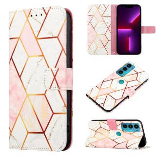 Marble Pattern Motorola Edge 20 Wallet Case Pink White