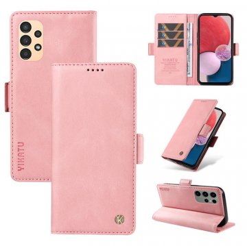YIKATU Samsung Galaxy A72 Skin-touch Wallet Kickstand Case Pink