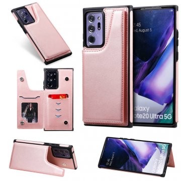 Samsung Galaxy Note 20 Ultra Luxury Leather Magnetic Card Slots Stand Cover Rose Gold