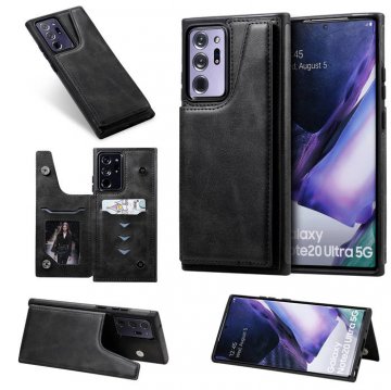 Samsung Galaxy Note 20 Ultra Luxury Leather Magnetic Card Slots Stand Cover Black