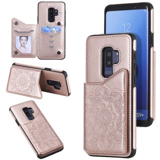 Samsung Galaxy S9 Plus Embossed Wallet Magnetic Stand Case Rose Gold