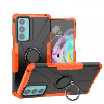 Motorola Edge 20 Hybrid Rugged Ring Kickstand Case Orange