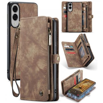 CaseMe Samsung Galaxy S25 Edge Wallet Magnetic Case with Wrist Strap Coffee