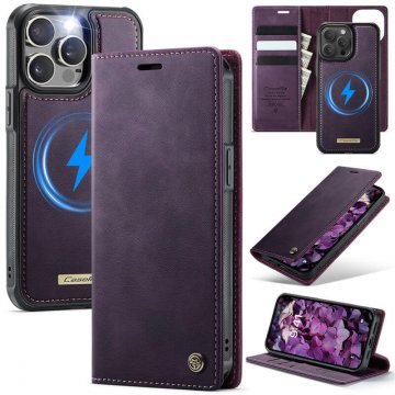 CaseMe iPhone 13 Pro Max 2-in-1 Magnetic Wallet Case – Wireless Charging & RFID Blocking Purple