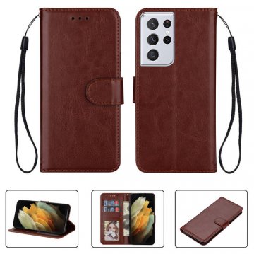 Samsung Galaxy S21/S21 Plus/S21 Ultra Crazy Horse Texture Wallet Case Brown