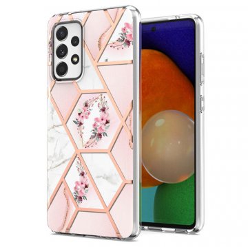 Samsung Galaxy A52 5G Flower Pattern Marble Electroplating TPU Case Pink