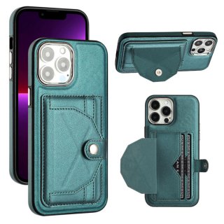 Silm Wallet Design Kickstand Card Holder Phone Case Green