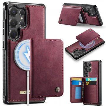 CaseMe Samsung Galaxy S25 Ultra Detachable Magnetic Wallet Case with RFID Blocking & Wireless Charging - Red