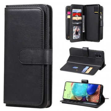 Samsung Galaxy A71 5G Multi-function 10 Card Slots Wallet Case Black
