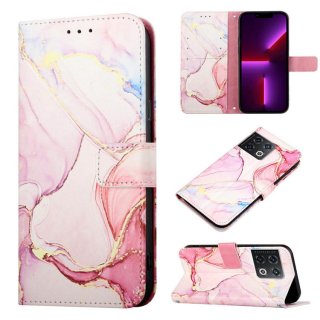 Marble Pattern OnePlus 10 Pro Wallet Stand Case Rose Gold