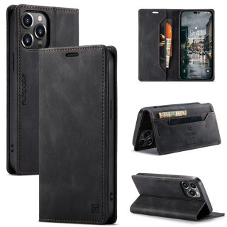 Autspace iPhone 14 Pro RFID Blocking Wallet Magnetic Case Black