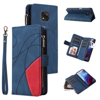 Moto G Power 2021 Zipper Wallet Magnetic Stand Case Blue