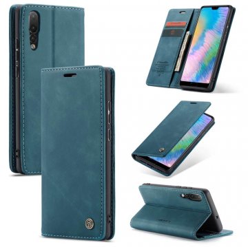 CaseMe Huawei P20 Wallet Magnetic Flip Leather Case Blue
